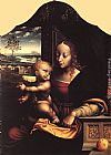 Virgin And Child in an Interior Paintings - Virgin and Child by Joos van Cleve